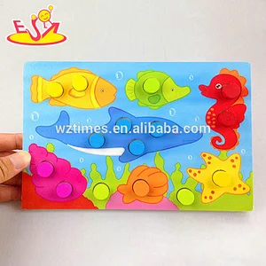 wholesale best selling wooden Marine life puzzle toy W14C253