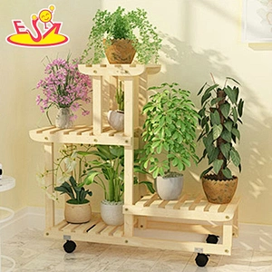 New arrival 4 layers natural wood plant pot display stands for wholesale W08H116B