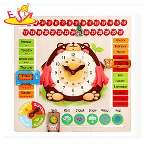 New arrival kids educational wooden calendar with Clock, Season, Weather, Days, And Months Board W09F019