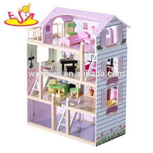 high quality 4 floors children wooden dollhouse kits with garage W06A238