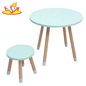 High quality round wooden kids study table and chair for wholesale W08G273C