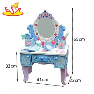 New design blue kids wooden makeup vanity with drawers W08H122