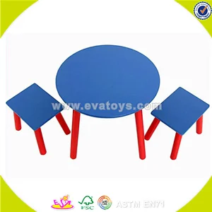 Wholesale blue wooden table and 2 chairs for children,cheap table and 2 chairs,top quality wooden table and 2 chairs W08G137