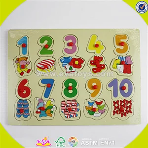 wholesale educational wooden numbers puzzle toy math teaching aid kids wooden numbers puzzle toy top baby jigsaw W14B026