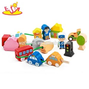 Early childhood educational puzzle wooden drag toy cars young children wooden number train W11E077