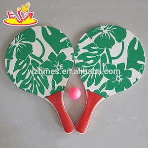 Wholesale funny outdoor interactive game wooden beach ball racket for kids W01A096