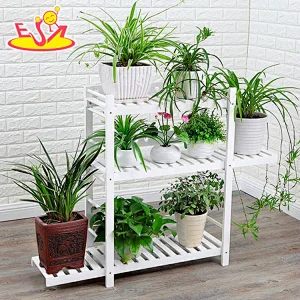 Top sale white three layers wooden indoor corner plant stand for garden decoration W08H109B