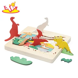 New hottest multi color 3d zoo jigsaw wooden animal puzzle for children W14C250