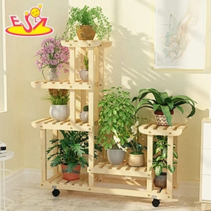 Most popular 4 layers movable wooden plant stand with low price W08H119B