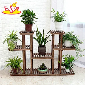 New arrival decorative 3 tiers brown wooden pot stand for plants W08H112