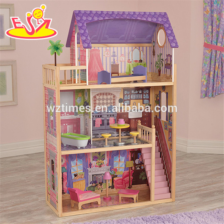 Wholesale luxurious girls wood dollhouse toy funny pretend toy