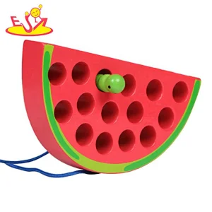 Hot sale educational wooden lacing fruits toy for baby early development W11E093