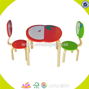 Wholesale beautiful fruit style wooden table and 2 chairs,cute kids wooden table and chairs,top sale table and chairs W08G142