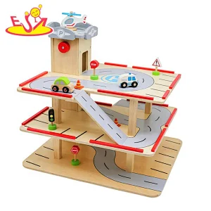 2019 New hottest preschool wooden kids car garage with elevator W04B077