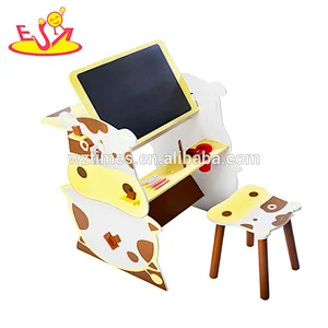 2018 New design giraffe modeling wooden activity table chair set for toddler kids W08G238