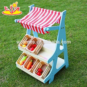 Wholesale high quality play shop game wooden vegetable stand toy W10A053