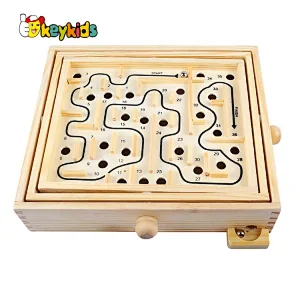 Hot selling educational wooden metal ball maze for children W11H073