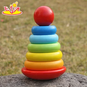 New design mini rainbow toy wooden ring toss game for kids W13D136