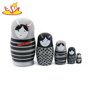 2020 New released black wooden russian stackable dolls for girls W06D139