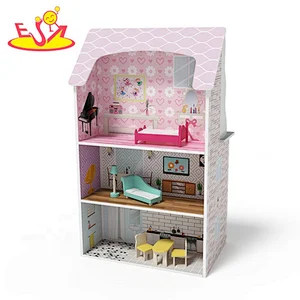 2020 New arrived girls big wooden dollhouse for pretend play W06A400