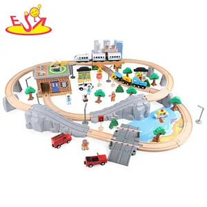 2020 New arrival 95pcs mini wooden train tracks for kids W04C191