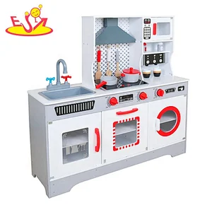 2019 New arrival big kids wooden play kitchen set with sounds W10C467
