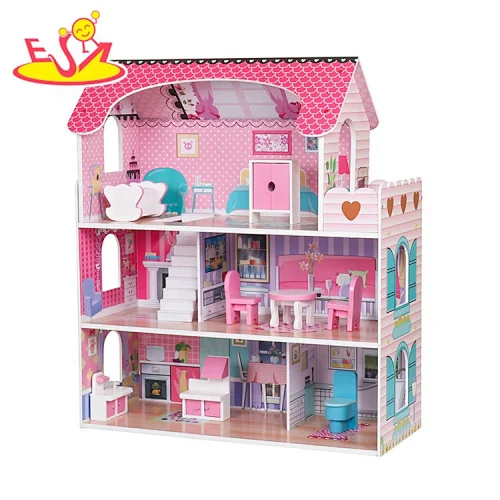 Most popular 3 tiers wooden baby doll house set for kids W06A380