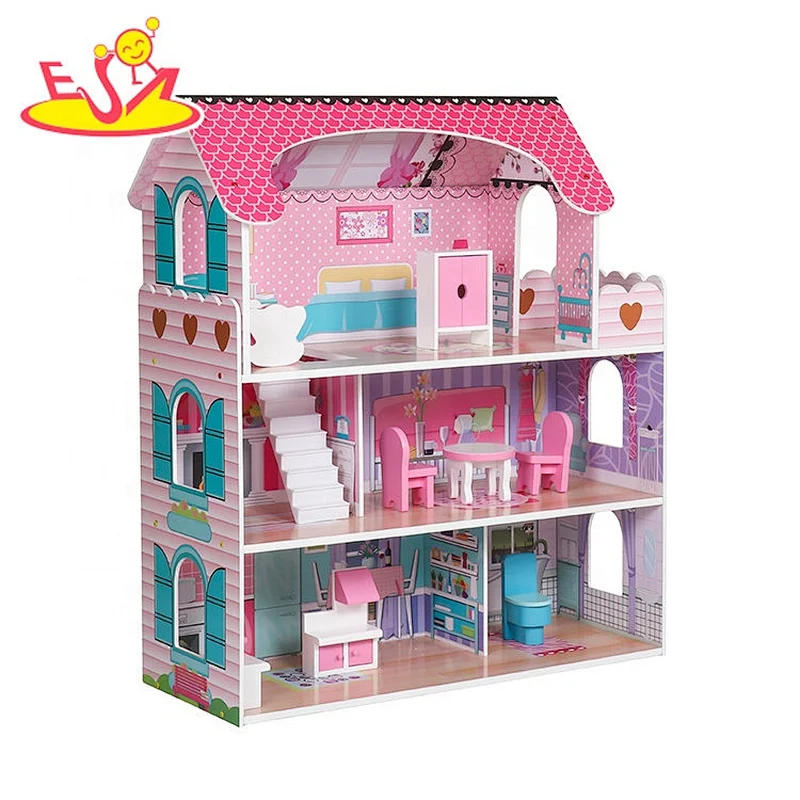 Most popular 3 tiers wooden baby doll house set for kids W06A380