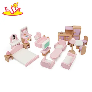 cute natural miniature children bedroom furniture mini wooden dollhouse furniture  W06B096