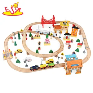 2020 New hottest 108 pcs wooden train track set for boys W04C192