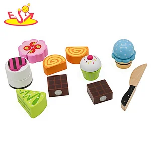 wholesale pretend play wooden cake cutting toys for kids W10B356
