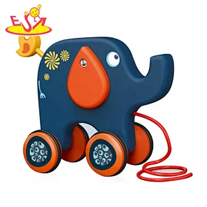 New arrival preschool wooden pull elephant toys for toddlers W05B196
