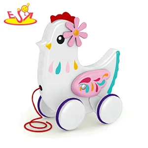 New arrival preschool wooden pull line toys cars for toddlers W05B209