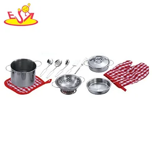 Customize 12 PCS kids stainless steel toy pan set for pretend play M03A012