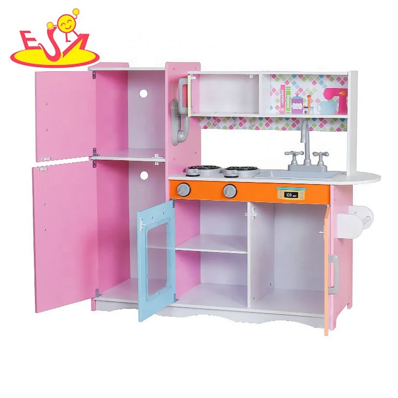 Most popular kids wooden kitchen toys play set for cooking pretend W10C382C