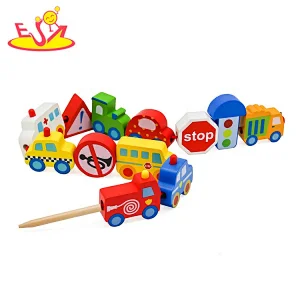 Hot sale educational wooden lacing blocks toy for children W11E159