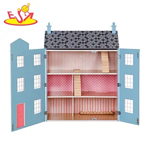 New hottest blue wooden georgian dolls house kits for children W06A419