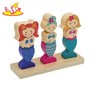 Customize educational wooden mermaid block toy for kids W13D293