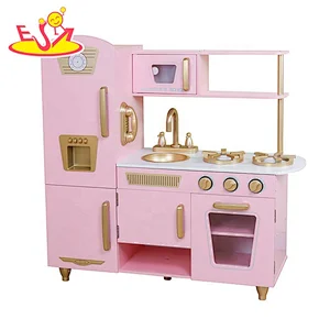 On sale kids brown wooden toy kitchen set for pretend play W10C570