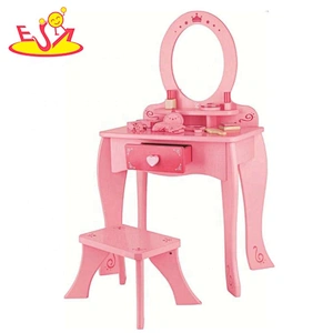 Customize pink wooden toy makeup table for girls W08H133