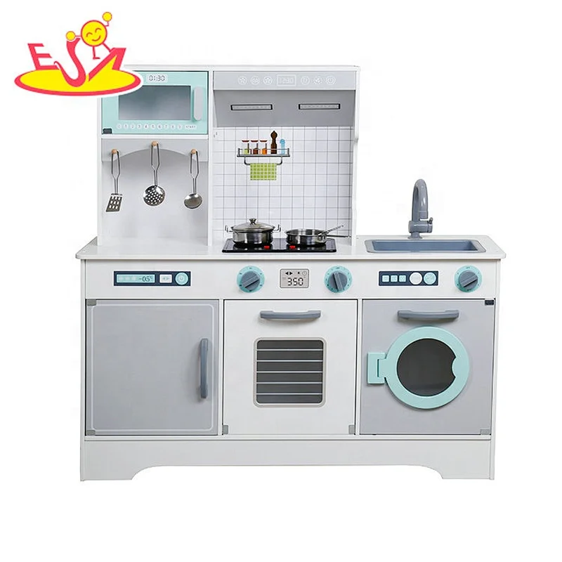 2020 New released kids wooden pretend play kitchen toys with electronic function W10C467D