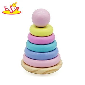 Customize colored wooden stacking blocks game for baby W13D254