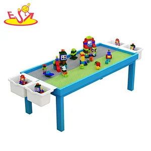 Customize 2 in 1 children wooden building table with storage W08G290A