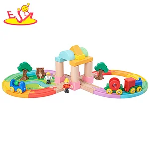 Customize educational wooden railway train set toy for kids W04C197