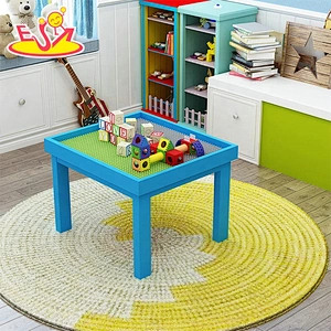 Customize diy wooden kids activity table for building bricks W08G287A