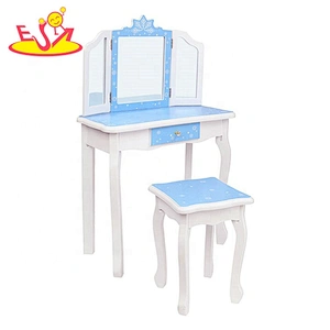 On sale girls blue wooden vanity dressing table with mirror W08H126C