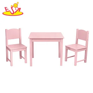 2021 High quality preschool pink study wooden kids table and chairs for wholesale W08G301B