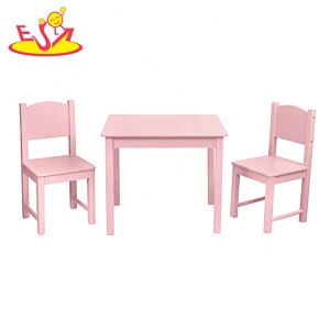 2021 High quality preschool pink study wooden kids table and chairs for wholesale W08G301B