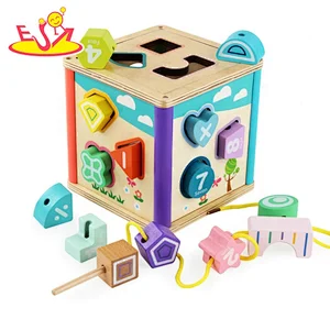 Learning touching color and shapes wooden educational toy box for kids W12D207