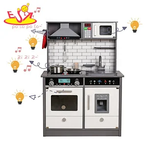 New arrival gray wooden kids play kitchen with sounds W10C493